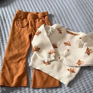 Cynthia Rowley Cream and Brown Kids Matching Set
